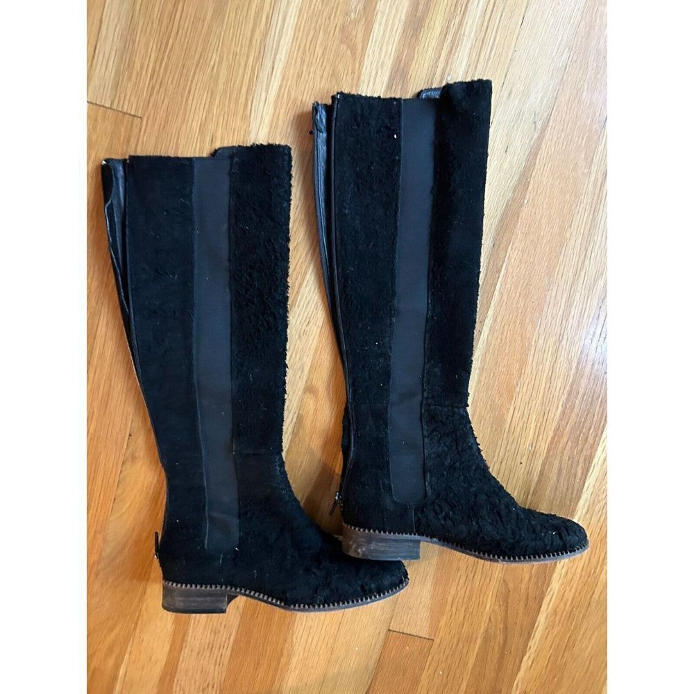 Free People Callow Textured Black Suede Knee High Tall Riding Boots Size…​​